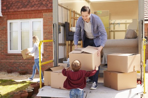 Professional relocation team working in a prestigious Knightsbridge property