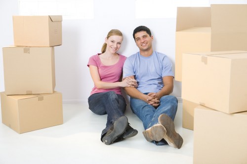 Residential moving service in Knightsbridge with protective wrapping and boxes