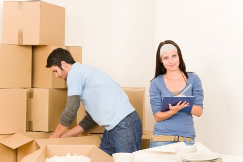 Professional office movers handling desks and IT equipment in Knightsbridge