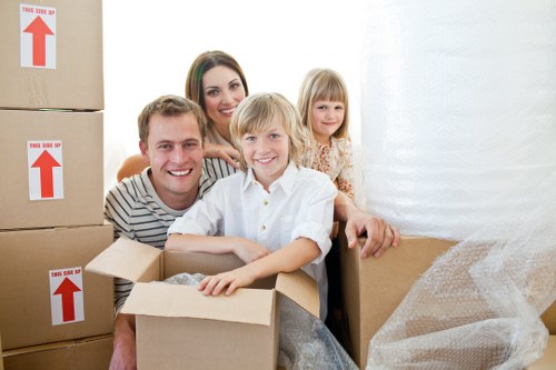 Business moving team preparing office removals in Knightsbridge with labelled equipment